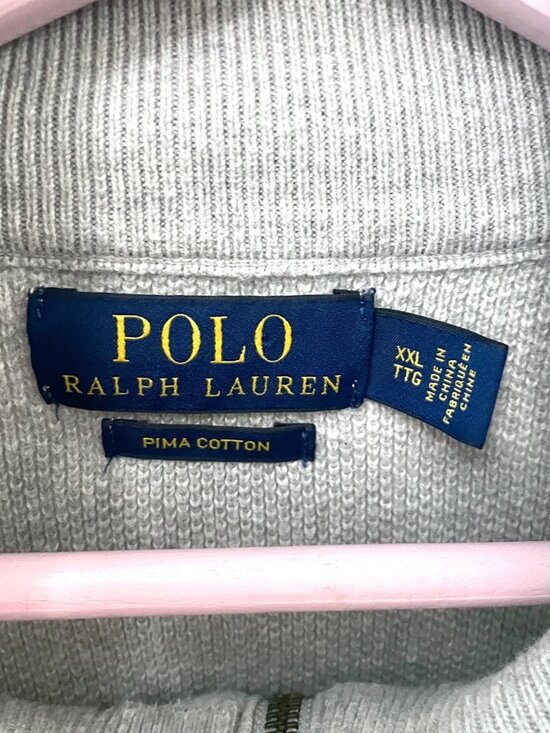 Polo Ralph Lauren Men's Cotton Quarter-Zip Pullover Sweater XXL Grey - Picture 2 of 4